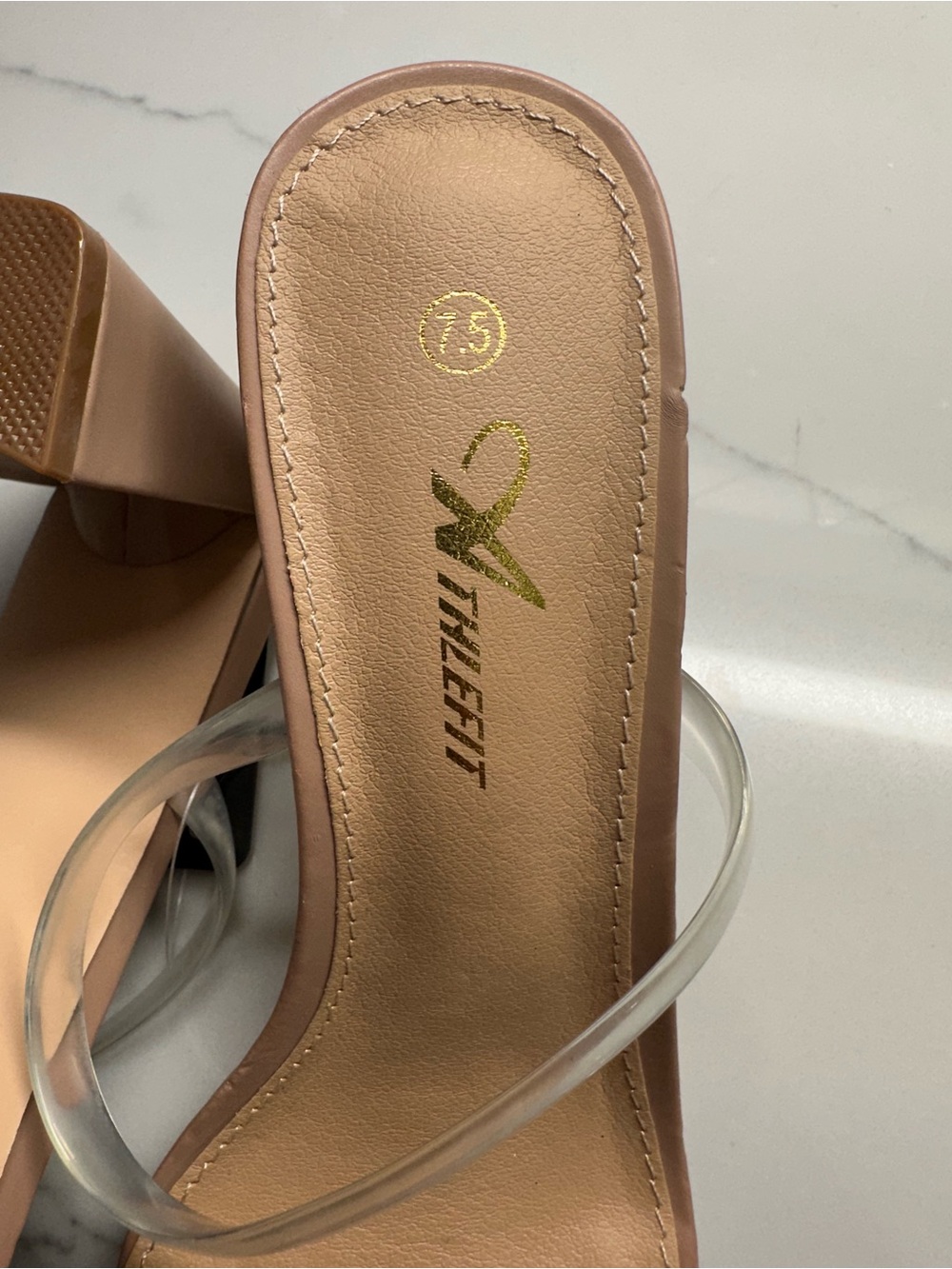 Clear-Strap Nude Block Heel Sandals - Picture 6 of 6